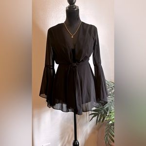 Black Bell-Sleeve Romper